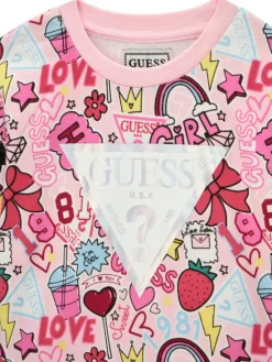 Guess Komplet bluza i legginsy K6YG03 K3841 Różowy Regular Fit