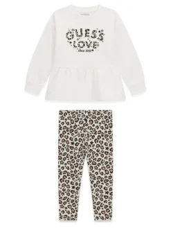 Guess Komplet bluza i legginsy K6BG02 K5910 Kremowy Regular Fit