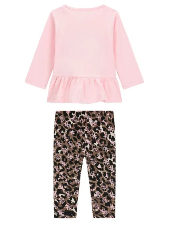 Guess Komplet bluzka i legginsy A6YG02 K3896 Różowy jasny Regular Fit