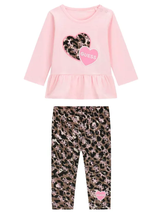 Guess Komplet bluzka i legginsy A6YG02 K3896 Różowy jasny Regular Fit