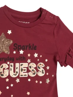 Guess Komplet bluzka i legginsy A5BG02 J1314 Czerwony Regular Fit
