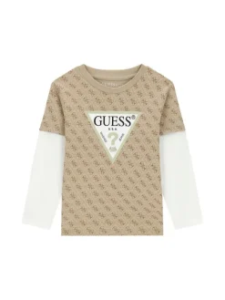 Guess Komplet bluzka i spodnie N6YG02 K4077 Beżowy Regular Fit