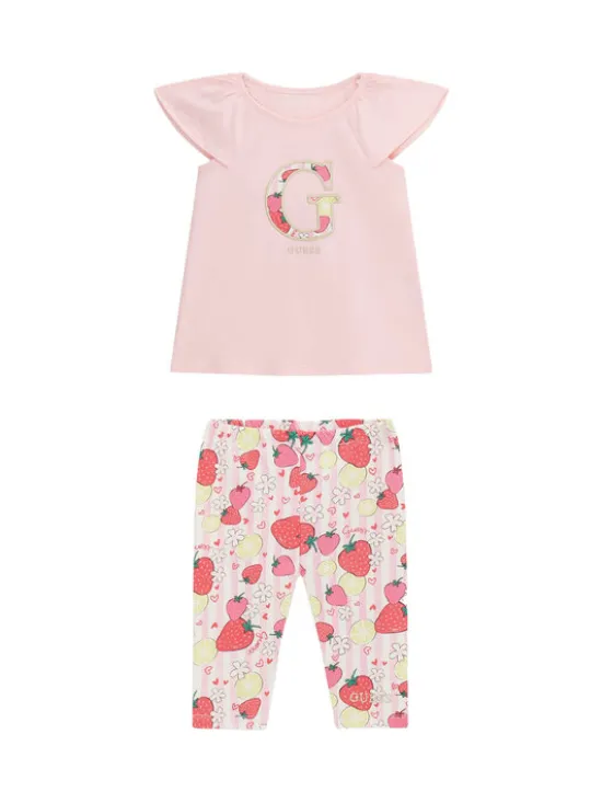 Guess Komplet t-shirt i legginsy K6GG01 K6YW4 Różowy Regular Fit