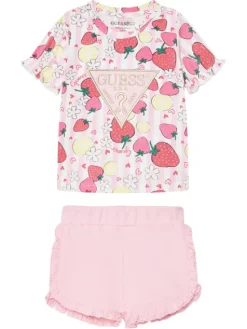 Guess Komplet t-shirt i spodenki A6GG02 K6YW4 Różowy Regular Fit