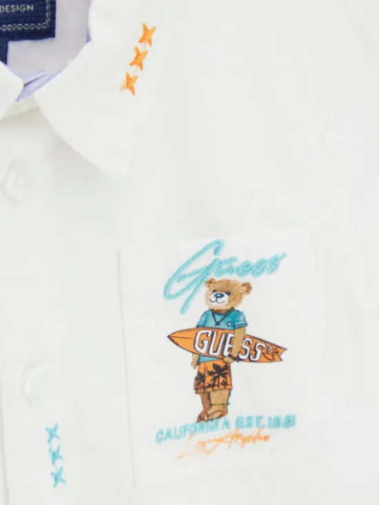 Guess Koszula N6GH04 WBHQ1 Biały Regular Fit