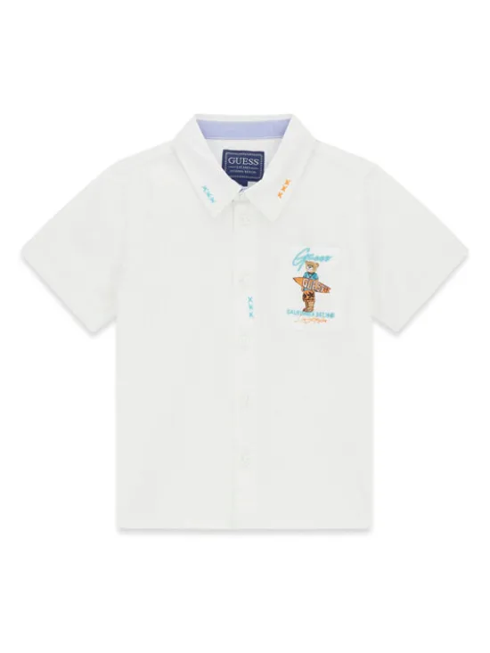 Guess Koszula N6GH04 WBHQ1 Biały Regular Fit
