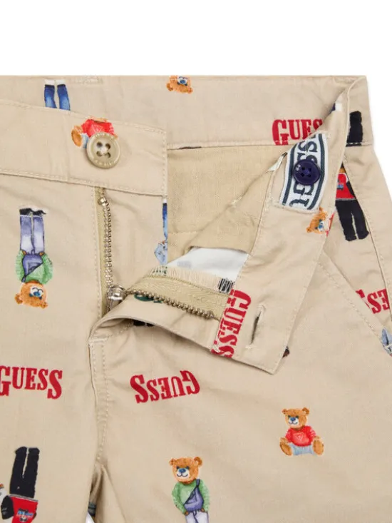 Guess Szorty materiałowe N6RD03 WFY91 Beżowy Regular Fit
