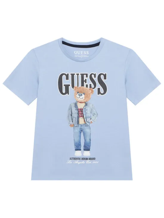 Guess T-Shirt L6RI11 K8HM4 Błękitny Regular Fit