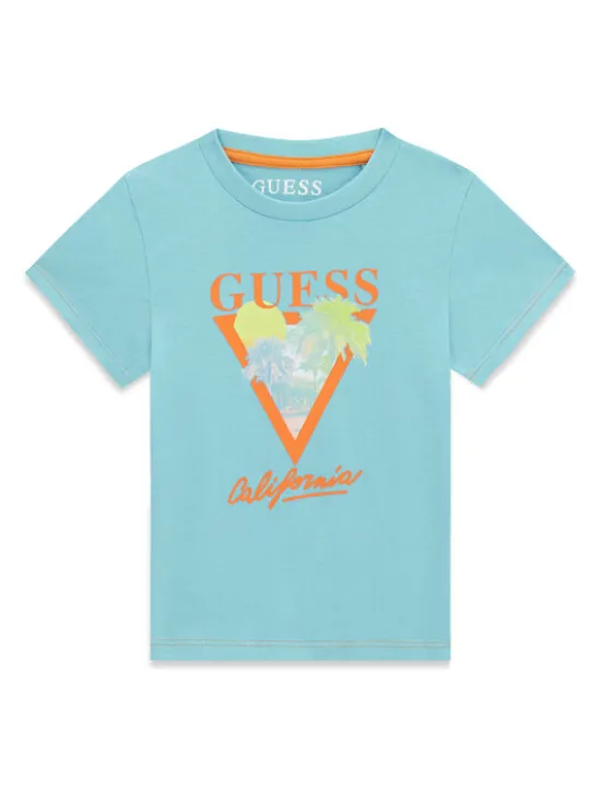 Guess T-Shirt N6GI10 K8HM4 Turkusowy Regular Fit