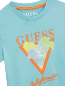 Guess T-Shirt N6GI10 K8HM4 Turkusowy Regular Fit