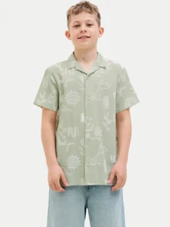 Jack & Jones Junior Koszula Luke 12277298 Zielony Relaxed Fit
