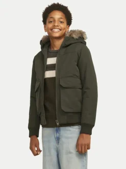 Jack & Jones Junior Kurtka zimowa 12258512 Zielony Regular Fit