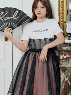Karl Lagerfeld Kids Sukienka codzienna Z31140 S Różowy Regular Fit
