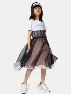 Karl Lagerfeld Kids Sukienka codzienna Z31140 S Różowy Regular Fit