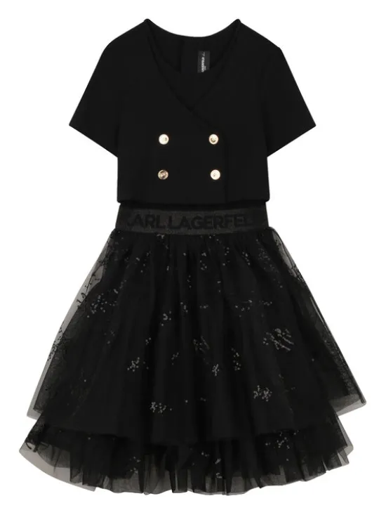 Karl Lagerfeld Kids Sukienka codzienna Z31142 S Czarny Regular Fit