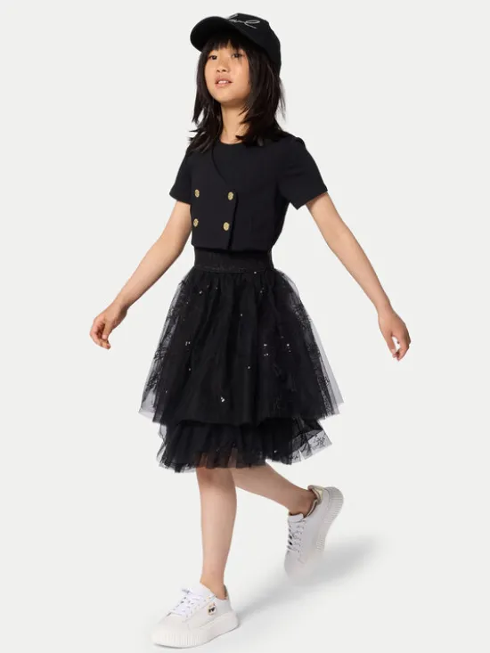 Karl Lagerfeld Kids Sukienka codzienna Z31142 S Czarny Regular Fit