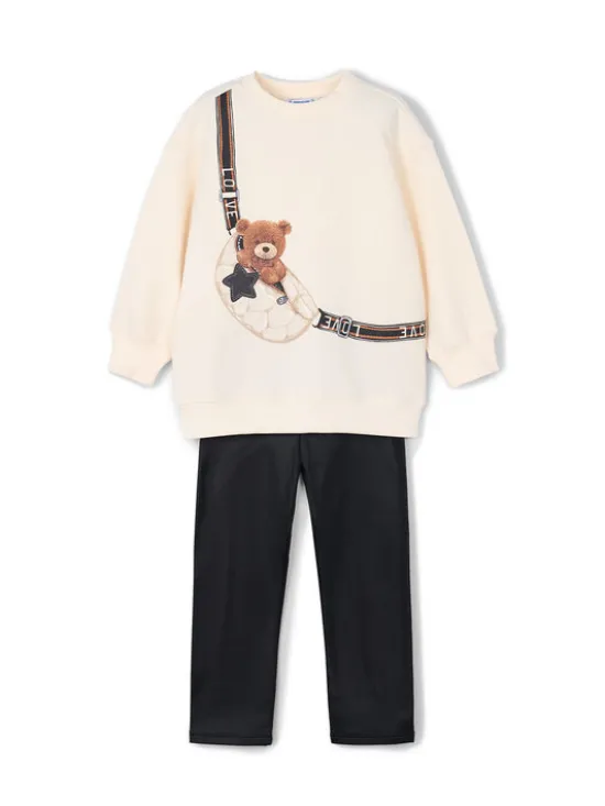 Mayoral Komplet bluza i legginsy 4727 Beżowy Regular Fit