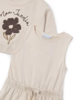 Mayoral Komplet bluza i sukienka 4927 Beżowy Regular Fit