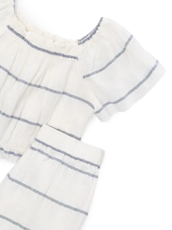 Mayoral Komplet bluzka i spodnie 3593 Écru Regular Fit