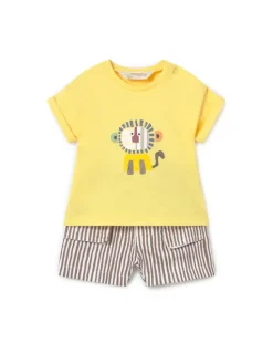 Mayoral Komplet t-shirt i spodenki 1284 Żółty Regular Fit