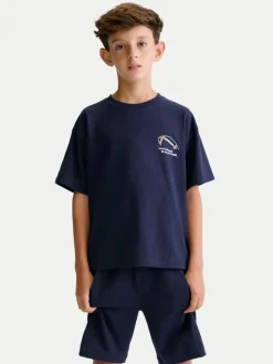Mayoral Komplet t-shirt i spodenki 6689 Granatowy Regular Fit