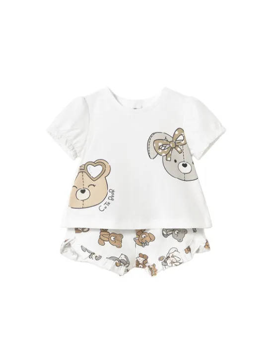 Mayoral Komplet t-shirt i spodenki 1256 Biały Regular Fit
