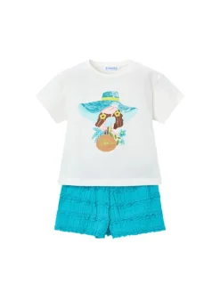 Mayoral Komplet t-shirt i spodenki 3231 Turkusowy Regular Fit