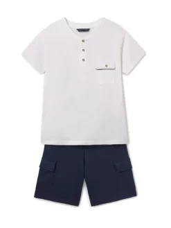 Mayoral Komplet t-shirt i spodenki 6676 Granatowy Regular Fit