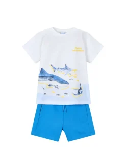 Mayoral Komplet t-shirt i spodenki 3610 Biały Regular Fit
