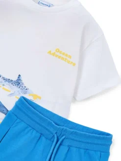 Mayoral Komplet t-shirt i spodenki 3610 Biały Regular Fit