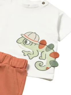 Mayoral Komplet t-shirt i spodenki 1668 Pomarańczowy Regular Fit