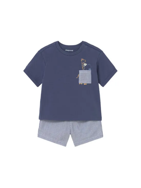Mayoral Komplet t-shirt i spodenki 1228 Granatowy Regular Fit