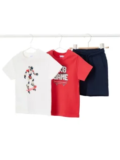 Mayoral Komplet 2 t-shirtów i spodenek 3604 Kolorowy Regular Fit