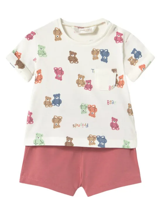 Mayoral Komplet 2 t-shirtów i spodenek 1652 Kolorowy Regular Fit