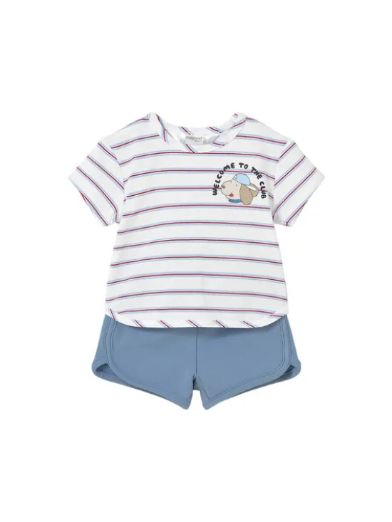 Mayoral Komplet 2 t-shirtów i spodenek 1627 Biały Regular Fit
