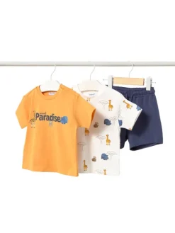 Mayoral Komplet 2 t-shirtów i spodenek 1669 Kolorowy Regular Fit