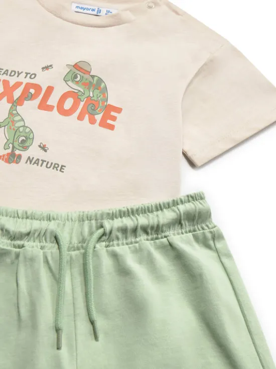 Mayoral Komplet 2 t-shirtów i spodenek 1669 Kolorowy Regular Fit