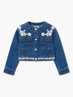 Mayoral Kurtka jeansowa 3453 Granatowy Cropped Fit