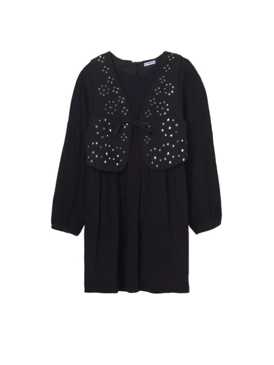Mayoral Sukienka codzienna 7910 Czarny Regular Fit