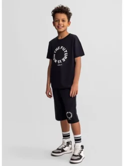 minoti Komplet t-shirt i spodenki 29FLEECE271 Czarny Regular Fit