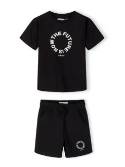 minoti Komplet t-shirt i spodenki 29FLEECE271 Czarny Regular Fit