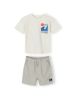 minoti Komplet t-shirt i spodenki 29SET205 Beżowy Regular Fit