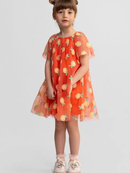 minoti Sukienka elegancka 30DRESS117 Pomarańczowy Regular Fit