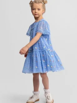 minoti Sukienka elegancka 30DRESS118 Błękitny Regular Fit