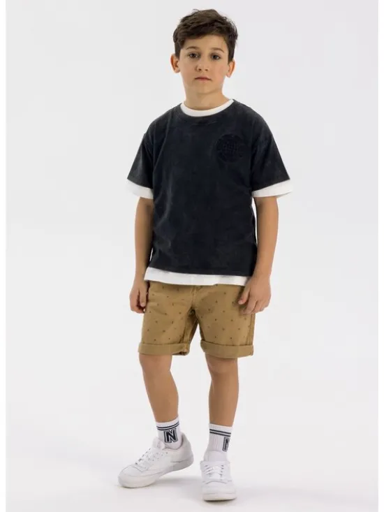 minoti Szorty materiałowe 17SHORT 52 Brązowy Regular Fit