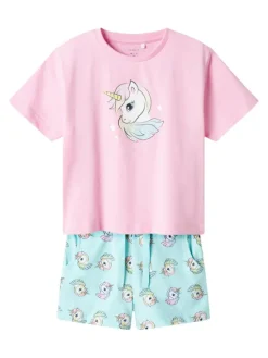 NAME IT Komplet t-shirt i spodenki Zosanna 13239682 Błękitny Regular Fit