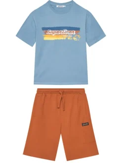 Original Marines Komplet t-shirt i spodenki DFP4219YM Niebieski Regular Fit