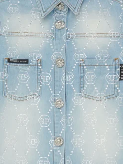 PHILIPP PLEIN Koszula jeansowa 28119 Błękitny Basic Fit