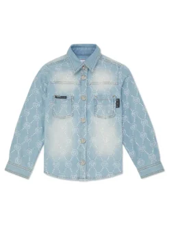 PHILIPP PLEIN Koszula jeansowa 28119 Błękitny Basic Fit