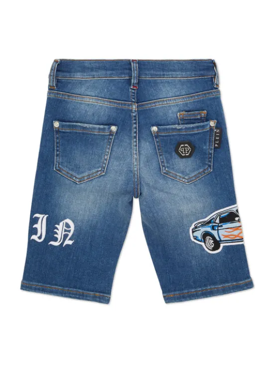 PHILIPP PLEIN Szorty jeansowe 28125 Błękitny Basic Fit